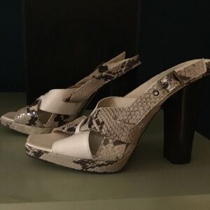 Charles David Snake skin open toe heels